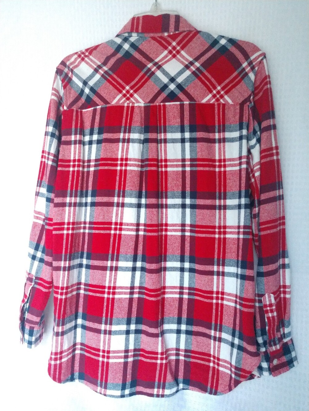 Women's Flannel Shirt GAP Red White Blue Plaid Size Large Chest 42" - Picture 8 of 10